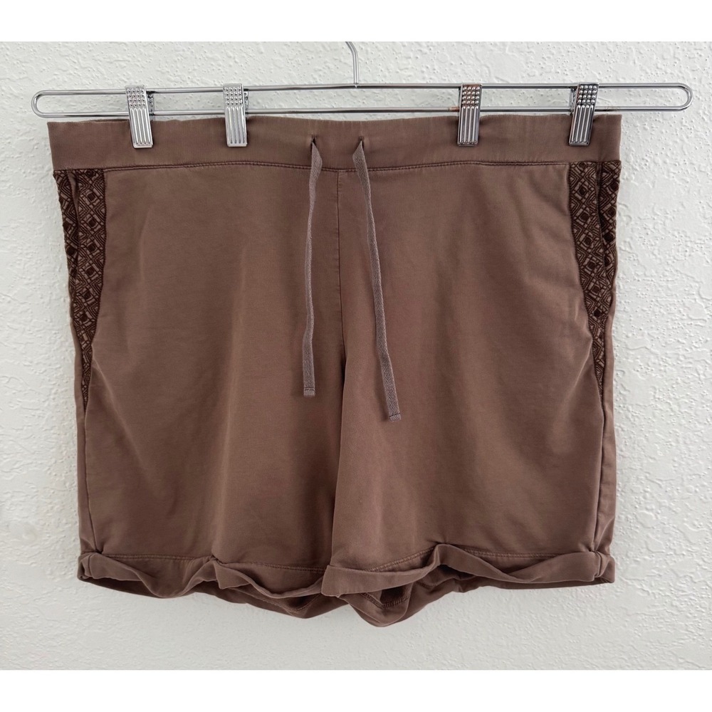 J. Jill Stretch Shorts Brown Lace Trimmed Drawstring Women's Size Medium Boho